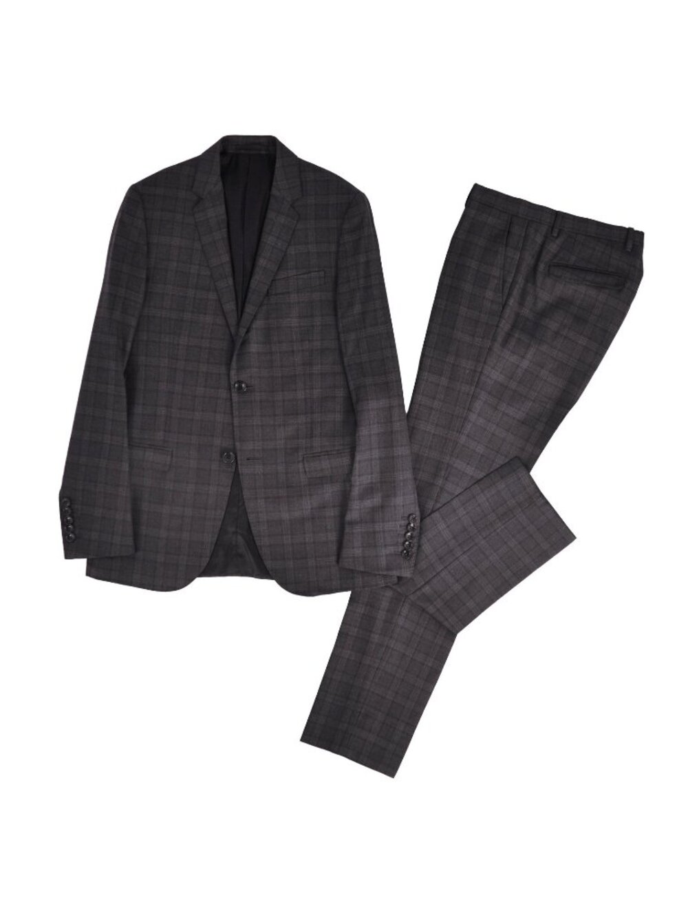 Gucci Set Suit Single Check Jacket Pants Wool Mohair Gray 46